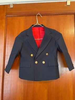Toddler Boy Double Breasted Blazer, Navy Size 3T
